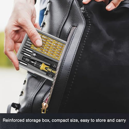 ORIA Small Screwdriver Set, 61 in 1 Precision Screwdriver Set with 57 Bits, Mini Screwdriver Repair Tools with Extension Rod for Mobile Phone, Game Console, Tablet, Yellow - color: Yellow