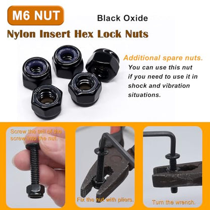 weideer 30pcs M6 x 25mm Nuts and Bolts Kit, Stainless Steel 18-8 (304) Flat Head Hex Socket Cap Furniture Bolts,Nylon Insert Hex Lock Nuts with Hex Spanner - size: M6x25mm, style: Flat Head Hex