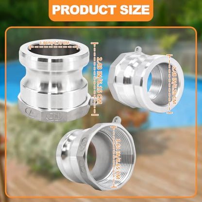 Ketofa 2" Type A Aluminum Camlock Fittings, Quick Connect Coupler, 2-Pack