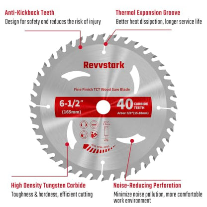 Revvsatrk Circular Saw Blade 6-1/2" 40T&60T for Cutting Wood, 5/8" Arbor - size: 6-1/2 In 40&60T