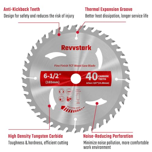 Revvsatrk Circular Saw Blade 6-1/2" 40T&60T for Cutting Wood, 5/8" Arbor - size: 6-1/2 In 40&60T