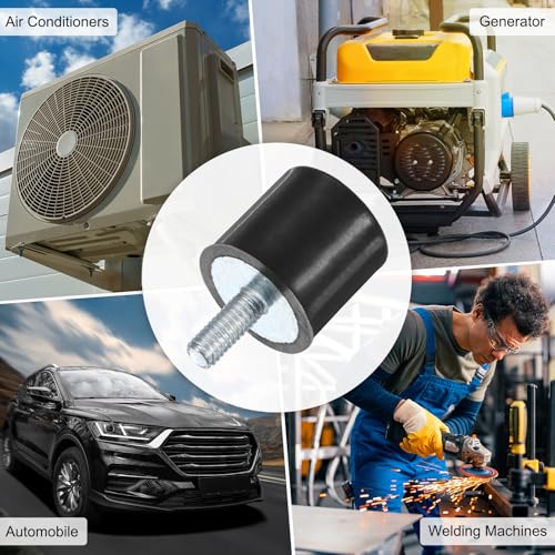 M METERXITY 4-Pack Rubber Mounts D15mmxH15mm Male Vibration Isolators Cylindrical Shock Absorber W M4 x 10mm Studs for Air Compressor/Car/Pump/Boat/Garage Motor/Bobbins Rubber Isolators - size: M4 x 10mm, 15mm x 15mm