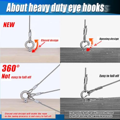 OHIYO 6.3 Inch Heavy Duty Eye Hooks M10 Self Tapping Eyelet Screw Load Capacity 850LBS Heavy Duty Screw in Eye Hooks for Hammock Stand, Swing Chair, Yoga, Heavy Indoor & Outdoor Uses (4Pack- M10) - color: Silver - Eye Hook