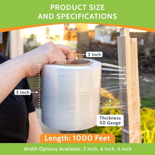 PSBM Mini Stretch Film/Wrap with Plastic Handle 5" x 1000' 50 GA 12 Rolls - size: 5 Inch, style: 50 GA