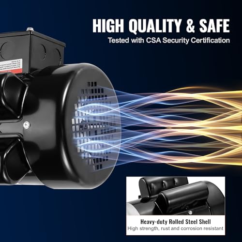 VEVOR 1.5HP Electric Motor 3450 RPM, AC 115V/230V, 56 Frame, Air Compressor Motor Single Phase, 5/8" Keyed Shaft, CW/CCW Rotation for Agricultural Machinery and General Equipment - size: 1.5P-5/8" Shaft