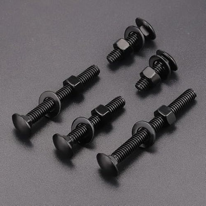 10 Sets 5/16-18 x 3" Carriage Bolts and Nuts & Flat Washers, 304 Stainless Steel 18-8, Black Coated, Heavy Duty Bolts for Home & Machinery Assembly & Repair, Automobile, by RoyceMart - size: 5/16-18 x 3"
