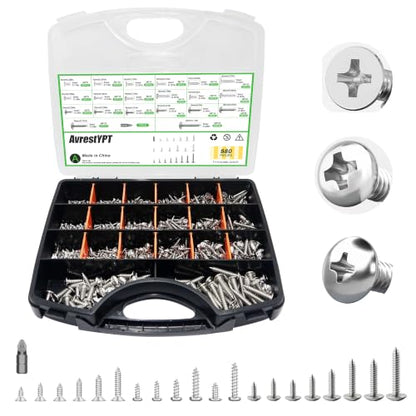 880Pcs M3/M4/M5/M6 304 Stainless Steel Self Tapping Screws Assortment Set - size: M3/4/5/6-880Pcs