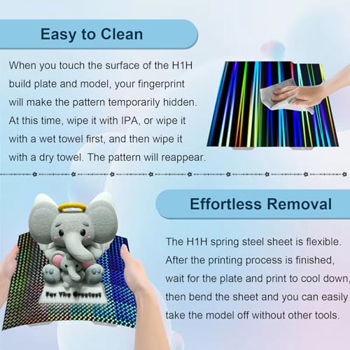 IdeaFormer-3D H1H Smooth Build Plate for Bambu Lab A1 Mini, Rainbow Streak+Phantom Double Sided Textured Spring Steel Sheet 184x184mm for Bambulab A1 Mini - color: Smooth H1H