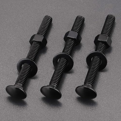 10 Sets 5/16-18 x 2-1/2" Carriage Bolts and Nuts & Flat Washers, 304 Stainless Steel 18-8, Black Coated, Heavy Duty Bolts for Home & Machinery Assembly & Repair, Automobile, by RoyceMart - size: 5/16-18 x 2-1/2"