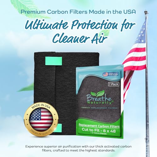 Breathe Naturally Universal Cut To Fit Carbon Activated Air Filter - Replacement Charcoal Filters - Pre Filter Carbon Sheet for Air Purifier, Vent Filters & More - Made in USA (Pack of 1, 8x48) - size: 1 Pack, style: 8x48