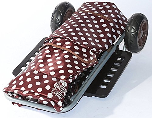 dbest products Bigger Trolley Dolly, Brown Polka Dot Shopping Grocery Foldable Cart - color: Brown Polka Dot