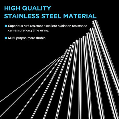 Dunzy 104 Pcs Spring Steel Wire, 12 Sizes 0.3-3 mm Stainless 40 cm