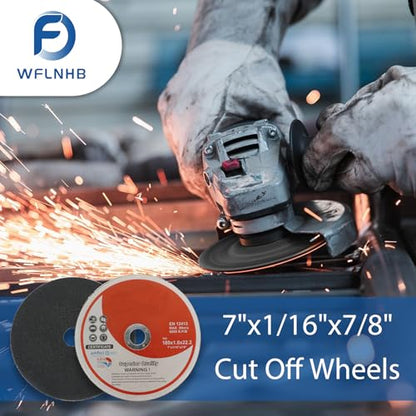 WFLNHB 25 Pack 7"x0.0625"x7/8" Metal and Stainless Steel Cut Off Wheels Replacement for Angle Grinders - style: 7"x1/16"x7/8"