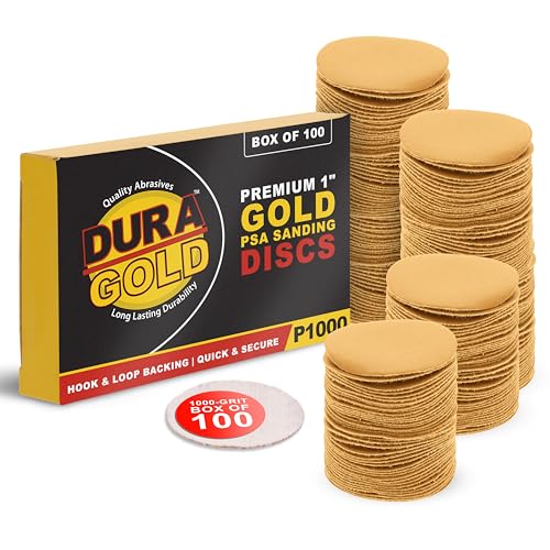 Dura-Gold Premium 1000 Grit 1" Gold Hook & Loop Sanding Discs, Box of 100 - style: 1000 Grit