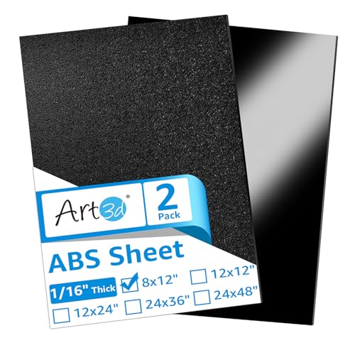 Art3d ABS Plastic Sheets, 1/16" Thick, Rigid Textured, 2-Pack of 8 x 12" - size: 8" x 12", 1.5mm Thick