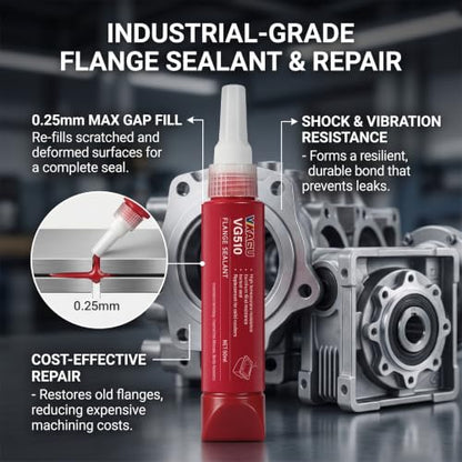 VG510 High Temp Gasket Maker Anaerobic Flange Sealant, Instant Seal for Automotive Engines, Fluid Resistant, 50ml, 4-Pack - style: 50ml-4 Pack