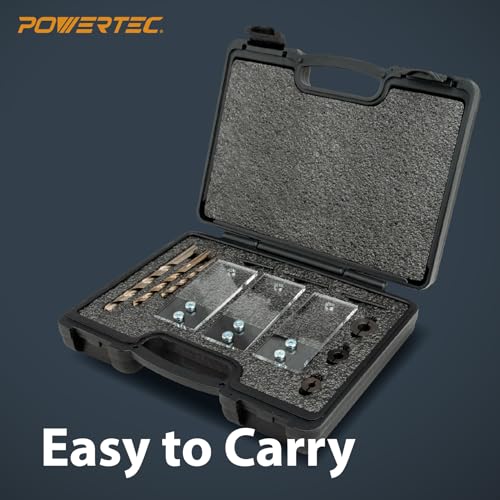 POWERTEC Complete Doweling Jig Kit w/ 1/2",3/8",1/4" Cobalt M-35 Drill Bits, Wood Dowel Jig Accessories with Depth Scale, Laser Cut Alignment Marker & Split Ring Stop Collar for Easy Alignment(71714V) - style: Complete Doweling Jig Kit (1/2", 3/8", 1/4" B