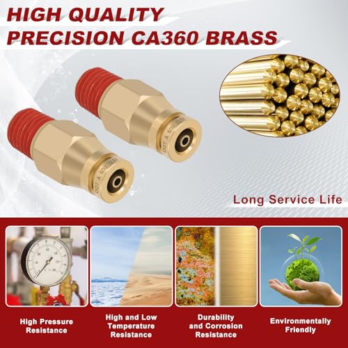 DOT Approved Male Straight Brass Union 5/32" Tube x 1/16" NPT, 4PCS - size: 5/32" OD x 1/16" NPT