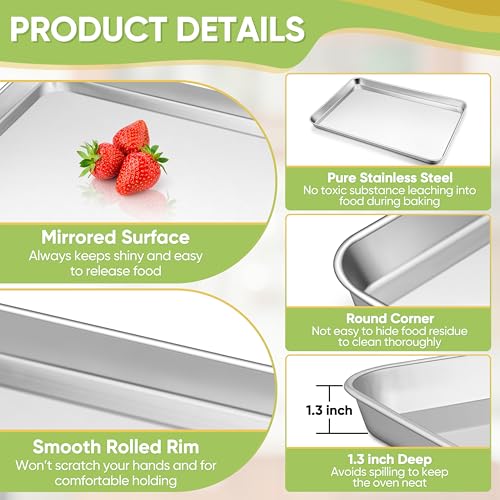 TeamFar Stainless Steel Baking Sheet, 20" x 14" x 1" Large Baking Sheet Pan - size: 19.6" x 13.75" x 1.3"