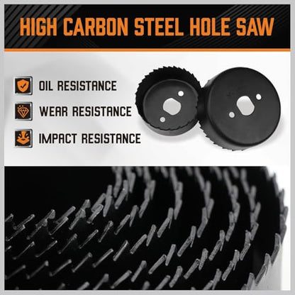 HORUSDY Hole Saw Set 24PCS Hole Saw Kit,Hole Saw Drill Bit Kit, 3/4"-6" (19-152mm) 17PCS Saw Blades, 2 Mandrels, 3 Drill Bit, Installation Plate, Hex Key, For Drywall, Soft Wood, Plywood, Plastic, PVC - style: 24-Piece Multi-Size Kit (Up to 6")