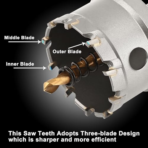 2-1/8''(54mm) TCT Hole Saw,Tungsten Carbide Hole Saw with Titanium-Plated Pilot Drill bit for Hard Metal,Alloy,Aluminum,Stainless Steel,Plastic,Iron - size: 2-1/8''(54mm) (1PCS)