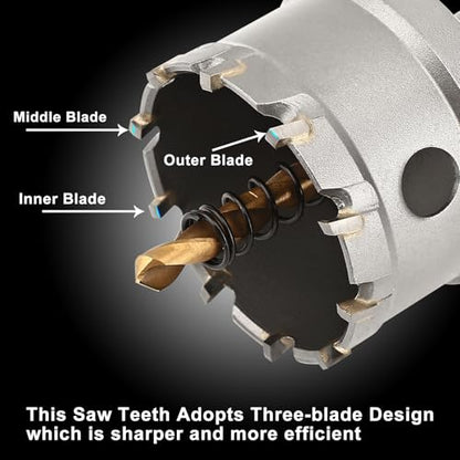 2-1/8''(54mm) TCT Hole Saw,Tungsten Carbide Hole Saw with Titanium-Plated Pilot Drill bit for Hard Metal,Alloy,Aluminum,Stainless Steel,Plastic,Iron - size: 2-1/8''(54mm) (1PCS)