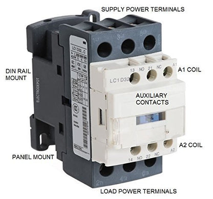 30A AC Contactor 120V Coil 40A DIN Rail 3P Three Pole 1NO 1NC IEC AC3 32A, AC1 50A