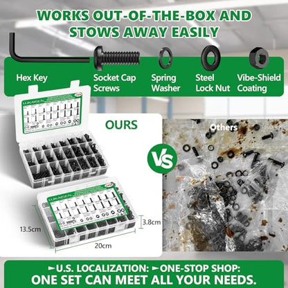 2404 PCS M2 M3 M4 M5 Metric Screw Assortment,Hex Socket Button Head - size: M2 M3 M4 M5 2404pcs 2