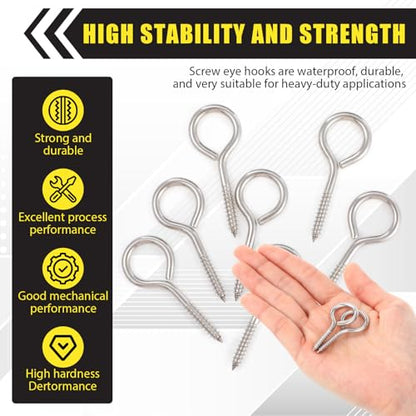 50 Pcs 304 Stainless Steel Screw Eye Hooks, M4-2 Inch - size: M4-2 Inch