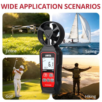 BINTA Handheld Digital Anemometer, Portable Wind Speed Meter with Backlight