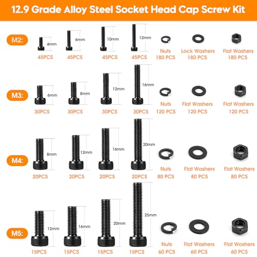 1760PCS Nuts and Bolts Assortment Kit, M2 M3 M4 M5 Metric Screws - size: 1760PCS M2 M3 M4 M5