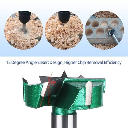 HUHAO 1-1/2" | 38mm Triple Flute Forstner Drill Bit, Tungsten Carbide Upgraded Drilling Hole Saw Woodworking Hinge Cutter Tool Kits for Wood,Plywood,Plastic,MDF - size: 38 mm