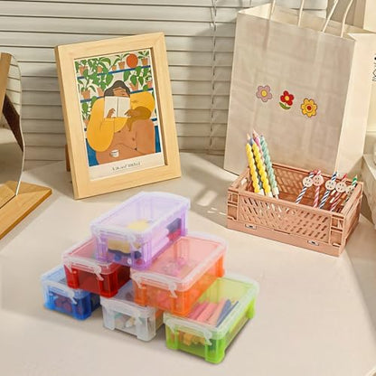Small Plastic Box, Clear Mini Storage Bins, Stackable Tote with Lid-12 - color: 12-multicolor