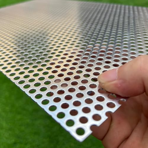 Aluminum Perforated Metal Sheets 16"x10" 16 Gauge Expanded Metal Mesh Aluminum Opening 1/5" 0.2 inch (About 5 mm) Perforated Steel Sheet Aluminum Mesh Screen Decorative Metal Mesh - size: 16" X 10"