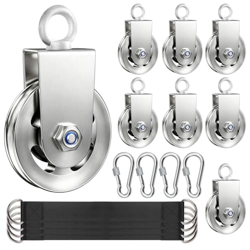 GardenNow Silent Gym Cable Pulley Wheel for Home DIY Gym Pulley System, Upgraded Heavy-Duty Bracket, 3.54 in/90 mm Gym Pulley for Maximum 660LBS Load, Compatible with LAT Pulldown& Cable Exercises - color: silver, size: 8