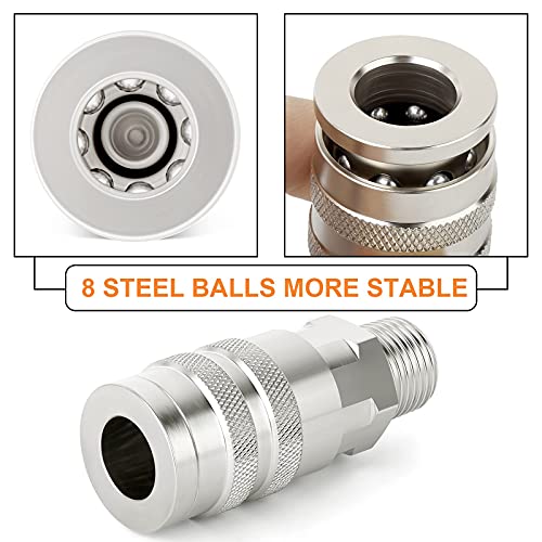 GASHER 2PCS 1/2-Inch Male Industrial Coupler, 1/2 Basic Flow Quick Connect Air Coupler - size: 1/2" MNPT x 1/2" Flow