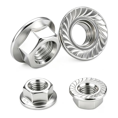 50PCS M8 x 1.25mm Thread 304 SS Hex Flange Nuts - color: Silver, size: M8x1.25 (50pcs)