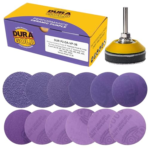 Dura-Gold Premium 2" Purple Film Ceramic Sanding Discs, 36 Disc Variety - style: Variety Pack