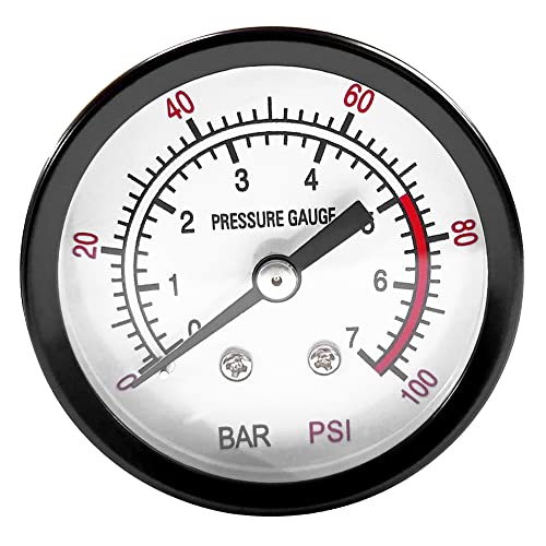 Beduan Air Pressure Gauge for Air Compressor 2" Dial Center Back Mount, 1/4" NPT,0-100 Psi - size: 1/4" NPT, style: 100 Psi