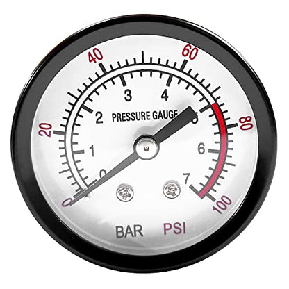 Beduan Air Pressure Gauge for Air Compressor 2" Dial Center Back Mount, 1/4" NPT,0-100 Psi - size: 1/4" NPT, style: 100 Psi
