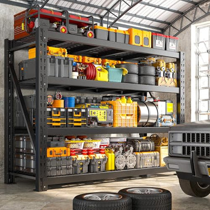 Bepatio 11000LBS Heavy Duty Garage Shelving, 4-Tier Adjustable Storage Shelves Metal Shelving, Industrial Shelf for Basement Warehouse Commercial Garage Shop, 72" H× 60" W × 24" D, Black - size: 60"W x 24"D x 72"H, 4-Tier