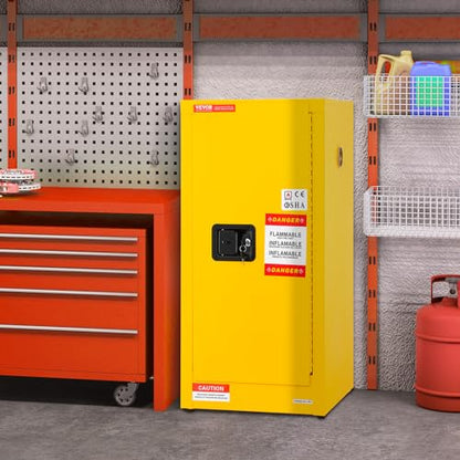 VEVOR Flammable Cabinet, 18" x 18" x 35", Yellow - size: 18" x 18" x 35"