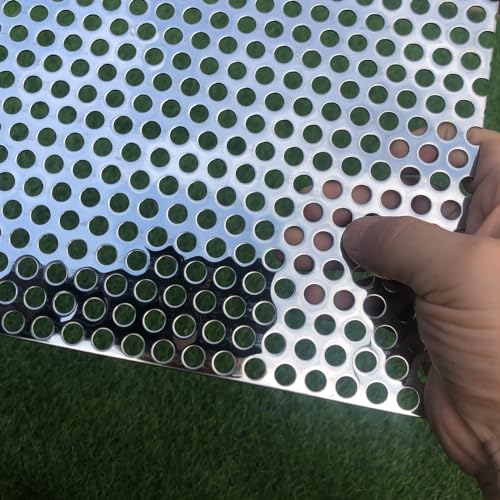Perforated Metal Sheets 19 Gauge 30"x15" Expanded Metal Mesh Aperture 8mm 0.32inch (Approximately 1/3") Perforated Stainless Steel Sheet 304 Stainless Steel Mesh Screen Panel - size: 30"x15"
