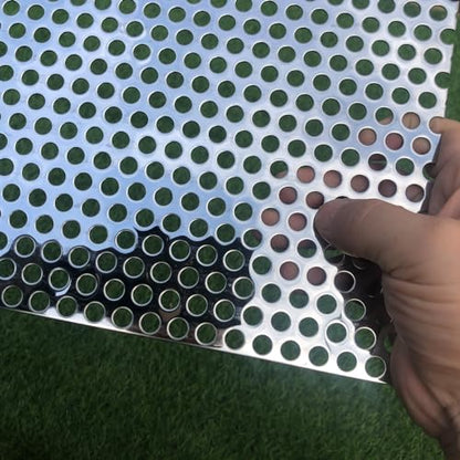 Perforated Metal Sheets 19 Gauge 30"x15" Expanded Metal Mesh Aperture 8mm 0.32inch (Approximately 1/3") Perforated Stainless Steel Sheet 304 Stainless Steel Mesh Screen Panel - size: 30"x15"