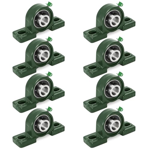 Hacaroa 8 Pack UCP204-12 Pillow Block Bearing, 3/4" Bore Pillow Block Mounted Ball Bearing, Chrome Steel Bearings, Soild Cast Iron Housing, Self Aligning