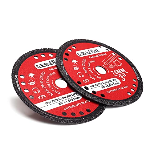 Casaverde 2 Pc/Lot Diamond Cutting Disc 3" Diamond Blade for Cutting Metal Rebar,Sheet Metal,Angle Iron,Stainless Steel - size: ☉76mm( 3")-02-2pcs
