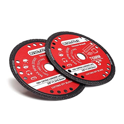 Casaverde 2 Pc/Lot Diamond Cutting Disc 3" Diamond Blade for Cutting Metal Rebar,Sheet Metal,Angle Iron,Stainless Steel - size: ☉76mm( 3")-02-2pcs
