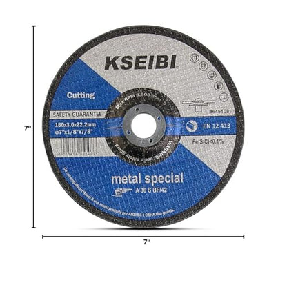 KSEIBI 645108 Grinding Wheels 10-Pack, Aluminum Oxide Discs for Metal & Stainless Steel, 7" x 1/8" x 7/8", Aggressive Grinding for Angle Grinders, Depressed Center Design - size: 7" x 1/8"