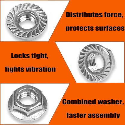 1/2-13 Grade 2 Zinc Plated Carbon Steel Serrated Flange Hex Nuts, 20 PCS in Plastic Box - size: 1/2"-13, style: Grade 2 Zinc Plated Carbon Steel