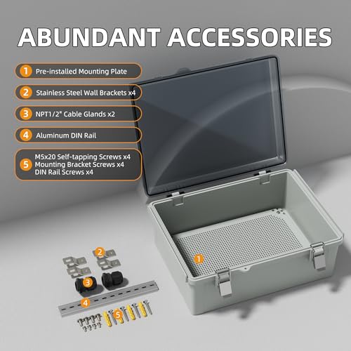 Joinfworld Electrical Box Weatherproof Plastic Junction Box 15.7x11.8x7.1 Outdoor WiFi Nema 4 Enclosure Clear Cover for Electric Connection Exterior Project - size: 15.7"x11.8"x7.1" Clear